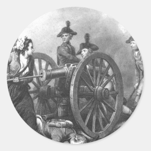 Revolutionary War Molly Pitcher Cannon Classic Round Sticker