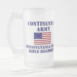 Revolutionary War Pennsylvania Regiment Glass Frosted Glass Beer Mug