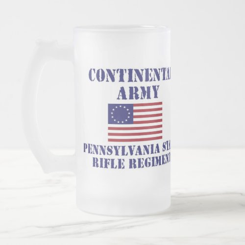 Revolutionary War Pennsylvania Regiment Glass Frosted Glass Beer Mug