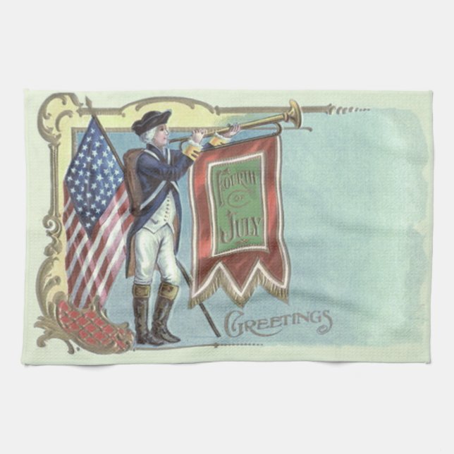 Revolutionary War Soldier American Flag Horn Towel (Horizontal)