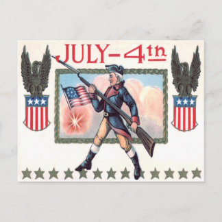 Revolutionary War Soldier American Flag Shield Postcard
