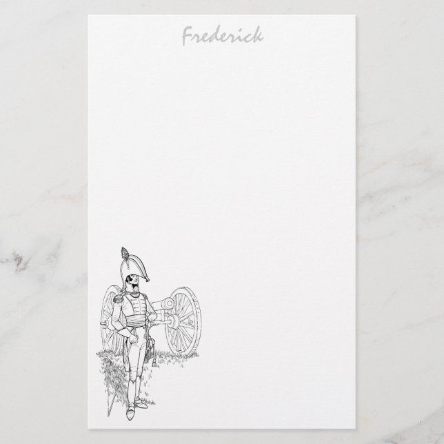 Revolutionary War Soldier stationery personalized (Front)