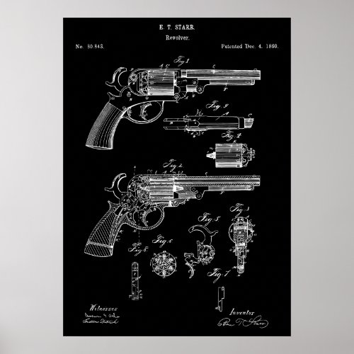 Revolver Gun Patent Poster