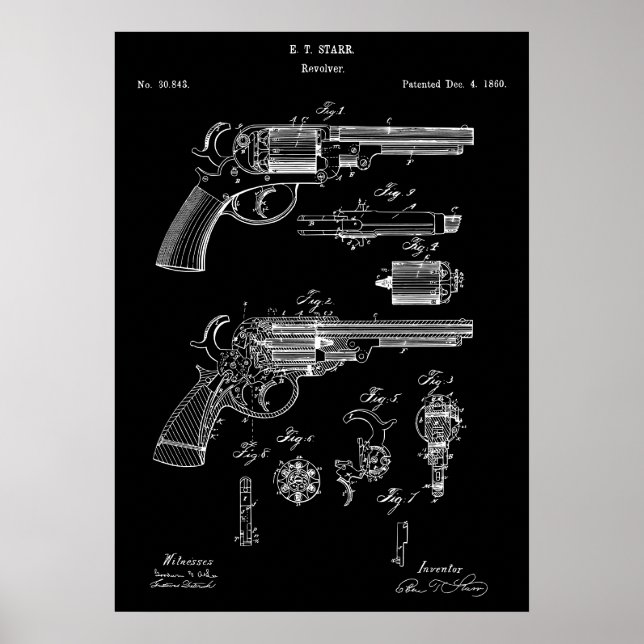 Revolver Gun Patent Poster (Front)