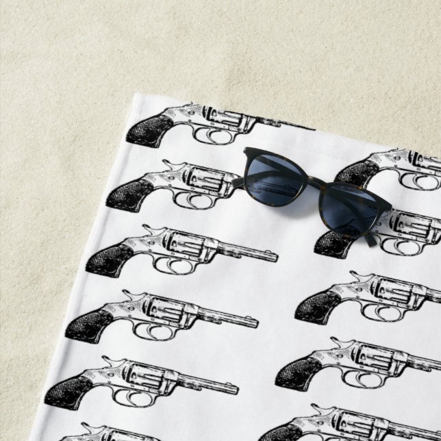 revolver gun pattern summer beach pool towel (In Situ)