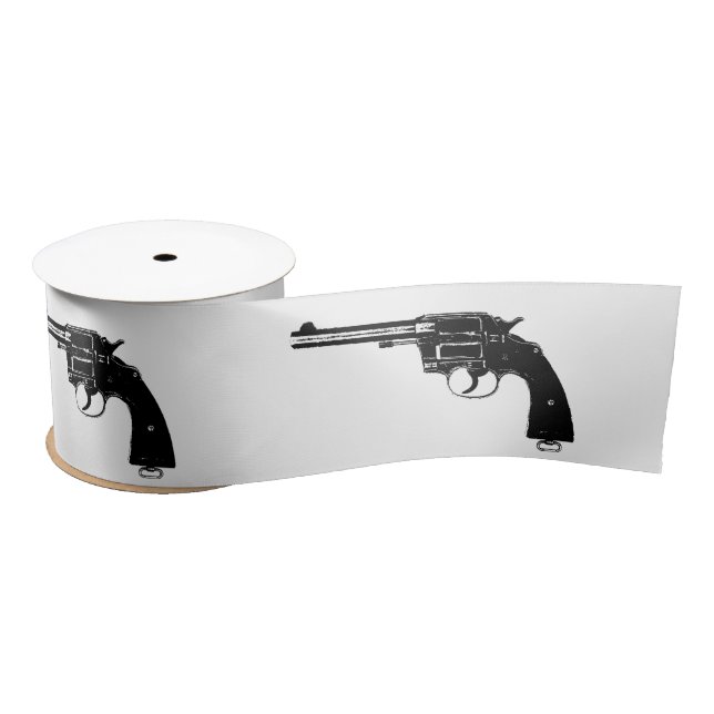 Revolver Silhouettes in Deep Black Satin Ribbon (Spool)