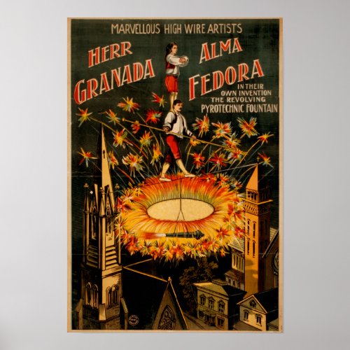 Revolving Pyrotechnic Fountain High Wire Poster