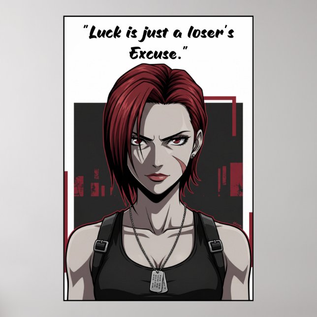 Revy – Black Lagoon Luck Quote Motivation Poster (Front)