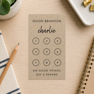 Reward Card Kraft Kids Behavior Punch Chart