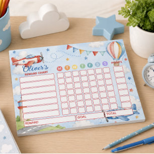 Reward Chart Airplane Personalised Chart Notepad