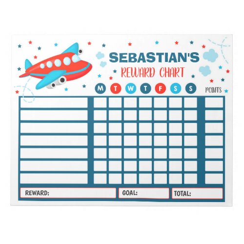 Reward Chart Airplane Personalized Chore Chart Notepad