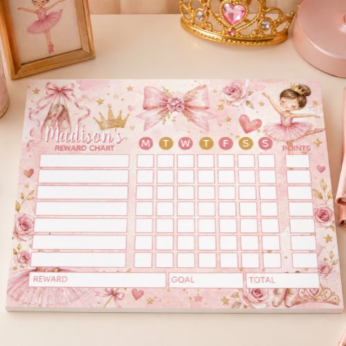 Reward Chart Ballerina Personalised Chart Notepad