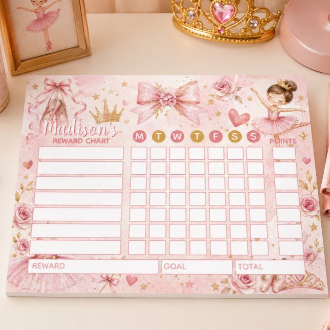 Reward Chart Ballerina Personalised Chart Notepad (Creator Uploaded)