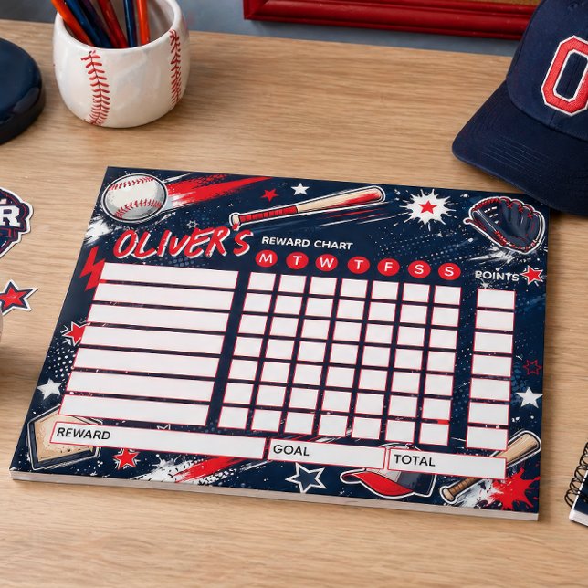 Reward Chart Baseball Personalised Chart Notepad (Creator Uploaded)