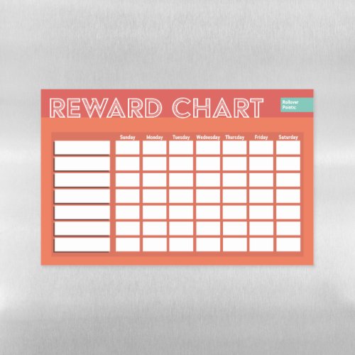 Reward Chart Coral Magnetic Dry Erase Sheet