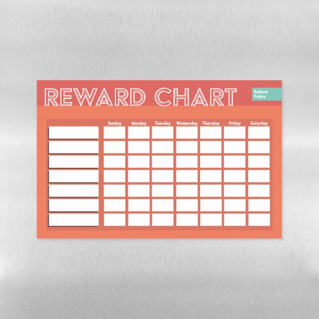 Reward Chart (Coral) Magnetic Dry Erase Sheet (Horizontal)