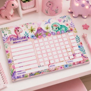 Reward Chart Dinosaur Personalised Chart Notepad