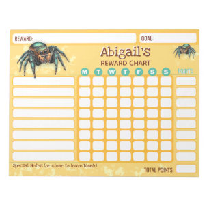 Reward Chart Jumping Spider Personalized Chores Notepad