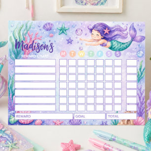 Reward Chart Mermaid Personalised Chore Chart Notepad