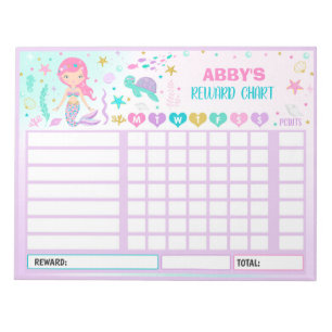 Reward Chart Mermaid Personalized Chore Chart Notepad