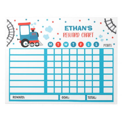 Reward Chart Monster Train Personalized Chores Notepad