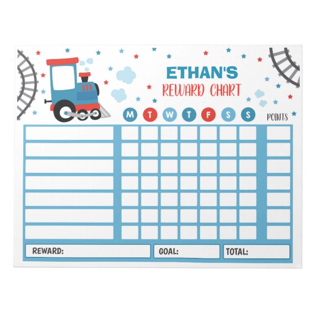 Reward Chart Monster Train Personalized Chores Notepad (Front)