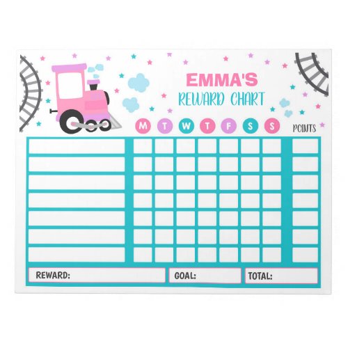 Reward Chart Monster Train Personalized Chores Notepad