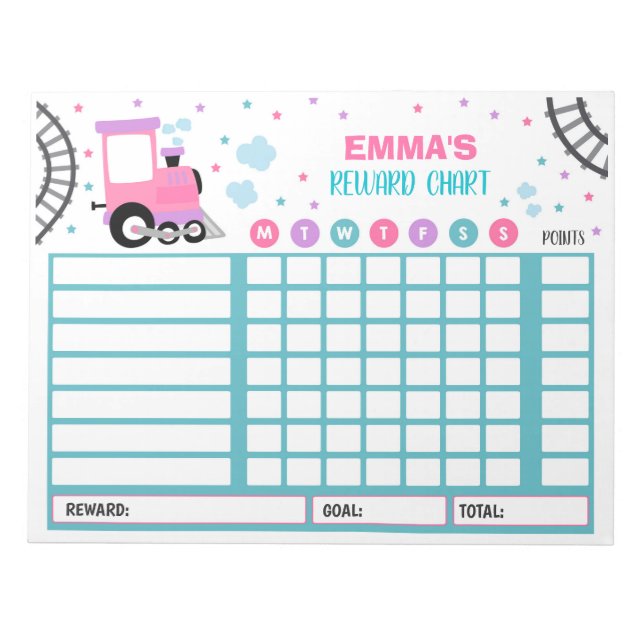 Reward Chart Monster Train Personalized Chores Notepad (Front)