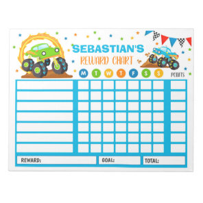 Reward Chart Monster Truck Personalized Chores Notepad