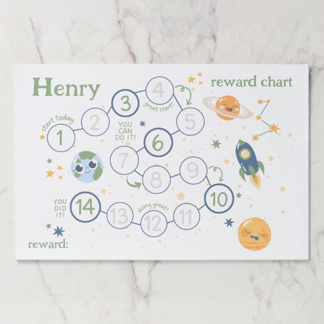 Reward Chart Potty Chore Chart Space Paper Pad (Front)