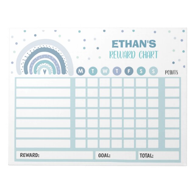 Reward Chart Rainbow Personalized Chore Chart Notepad (Front)