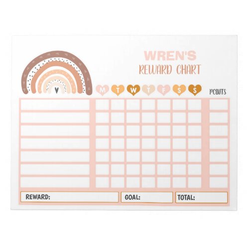 Reward Chart Rainbow Personalized Chore Chart Notepad