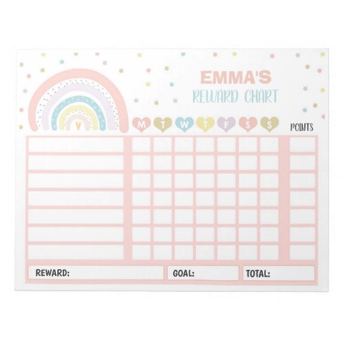 Reward Chart Rainbow Personalized Chore Chart Notepad