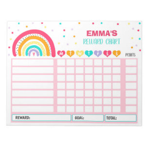 Reward Chart Rainbow Personalized Chore Chart Notepad