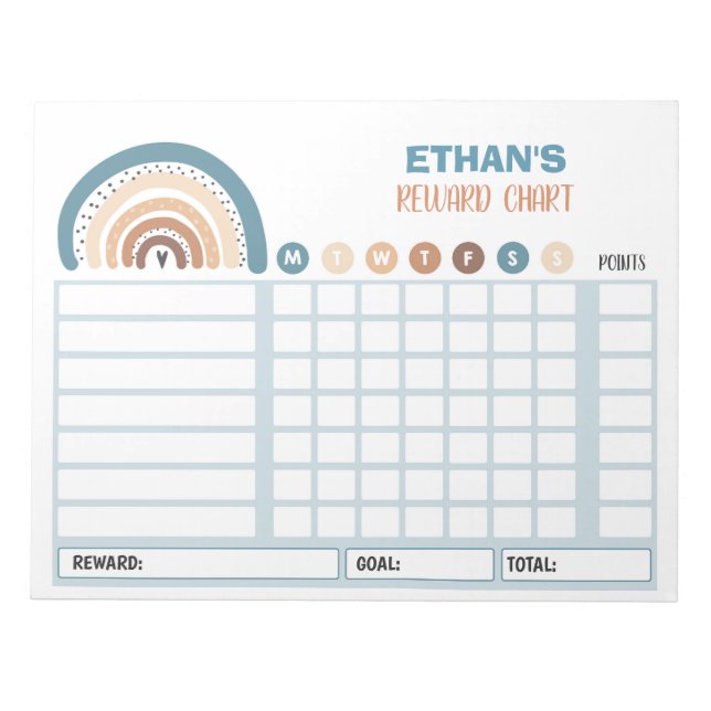 Reward Chart Rainbow Personalized Chore Chart Notepad (Front)