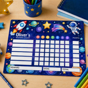 Reward Chart Space Themed Personalised Chore Chart Notepad