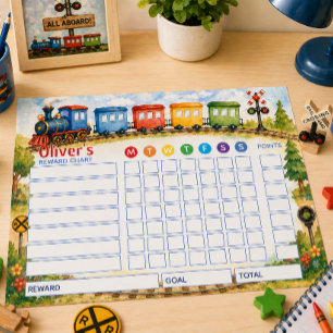 Reward Chart Train Themed Personalised Chore Chart Notepad