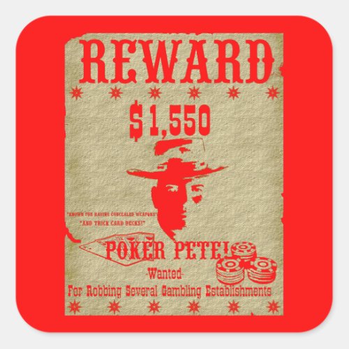 Reward Poker Pete  Square Sticker