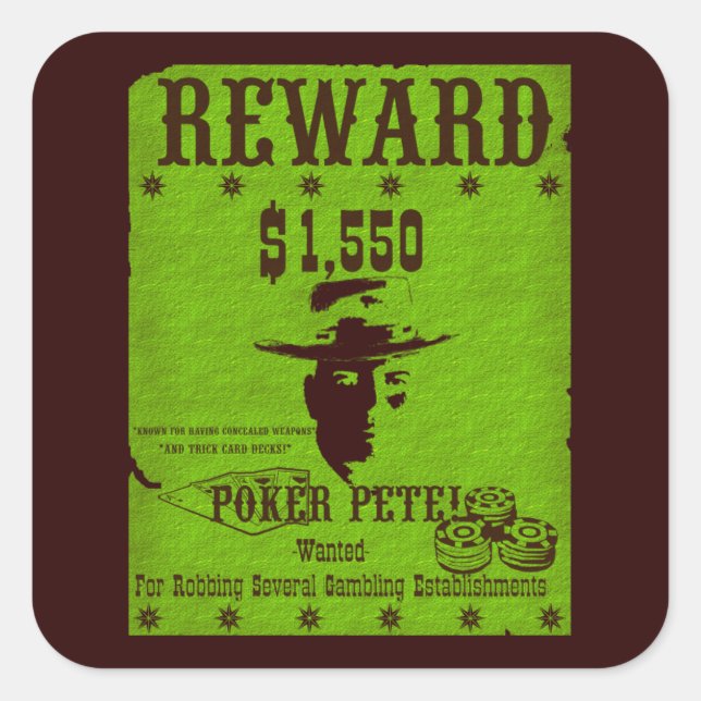Reward Poker Pete  Square Sticker (Front)