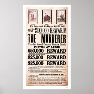 Reward Poster for Lincoln's Assassination 1865