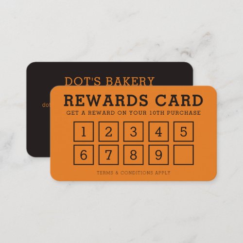 REWARD PUNCH CARD cute modern loyalty 10th orange