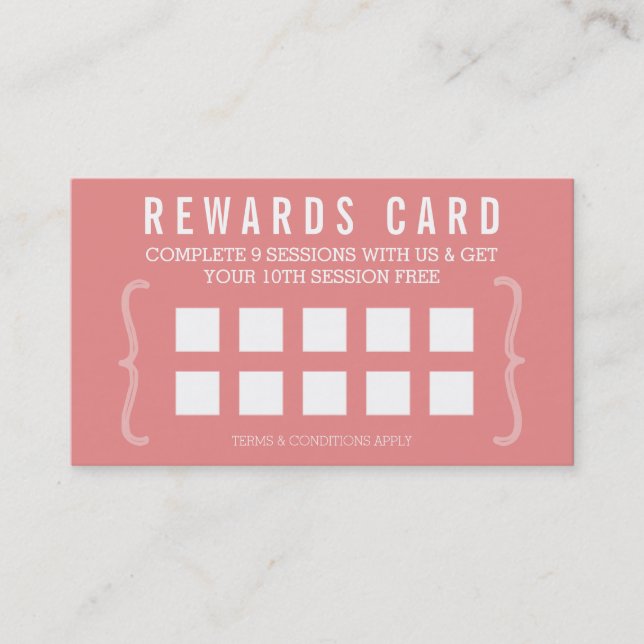 REWARD PUNCH CARD simple minimal trendy chic coral (Front)