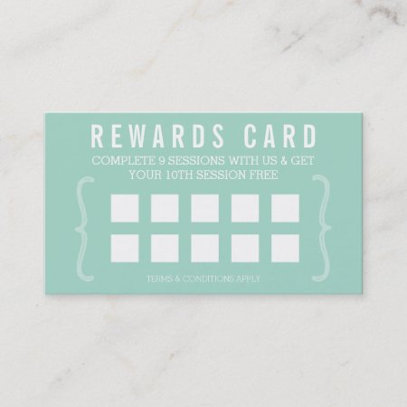 Reward Punch Card Simple Minimal Trendy Chic Mint
