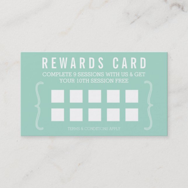REWARD PUNCH CARD simple minimal trendy chic mint (Front)