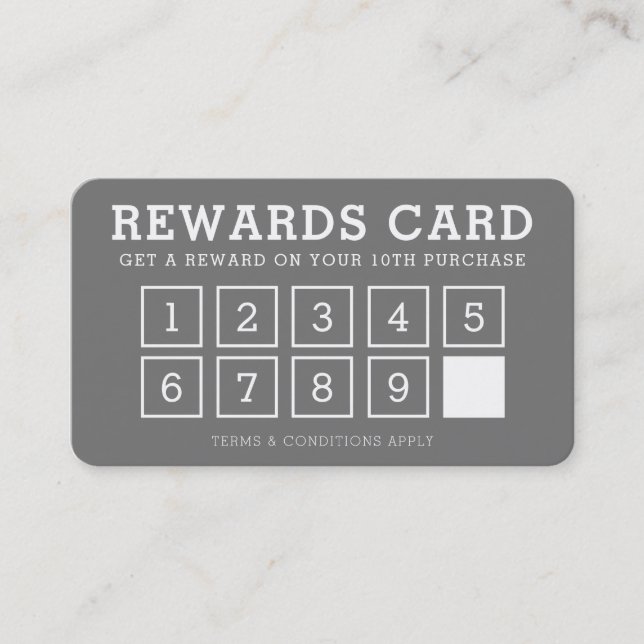 REWARD PUNCH CARD simple modern loyalty 10th gray (Front)