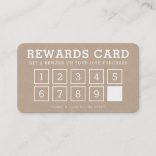 REWARD PUNCH CARD simple modern loyalty 10th kraft