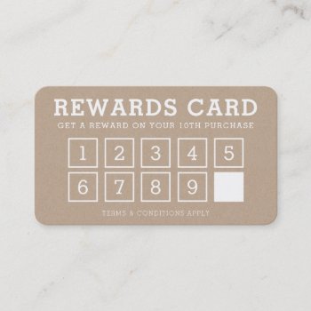 Reward Punch Card Simple Modern Loyalty 10th Kraft by edgeplus at Zazzle