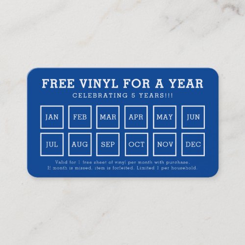 REWARD PUNCH CARD simple modern The Vinyl Shop