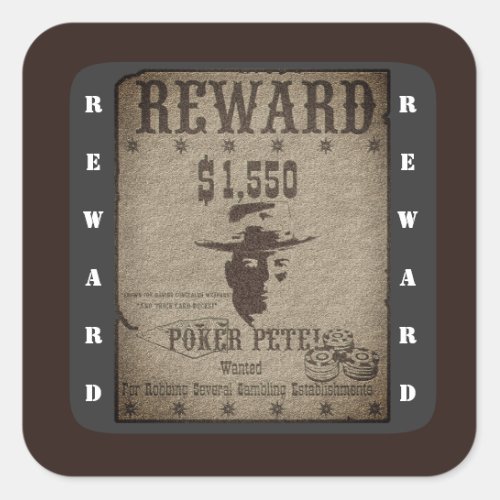 Reward Western Poster Square Sticker