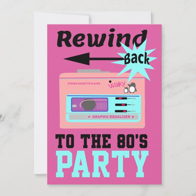 Rewind Back to the 80's Invitation (Front)